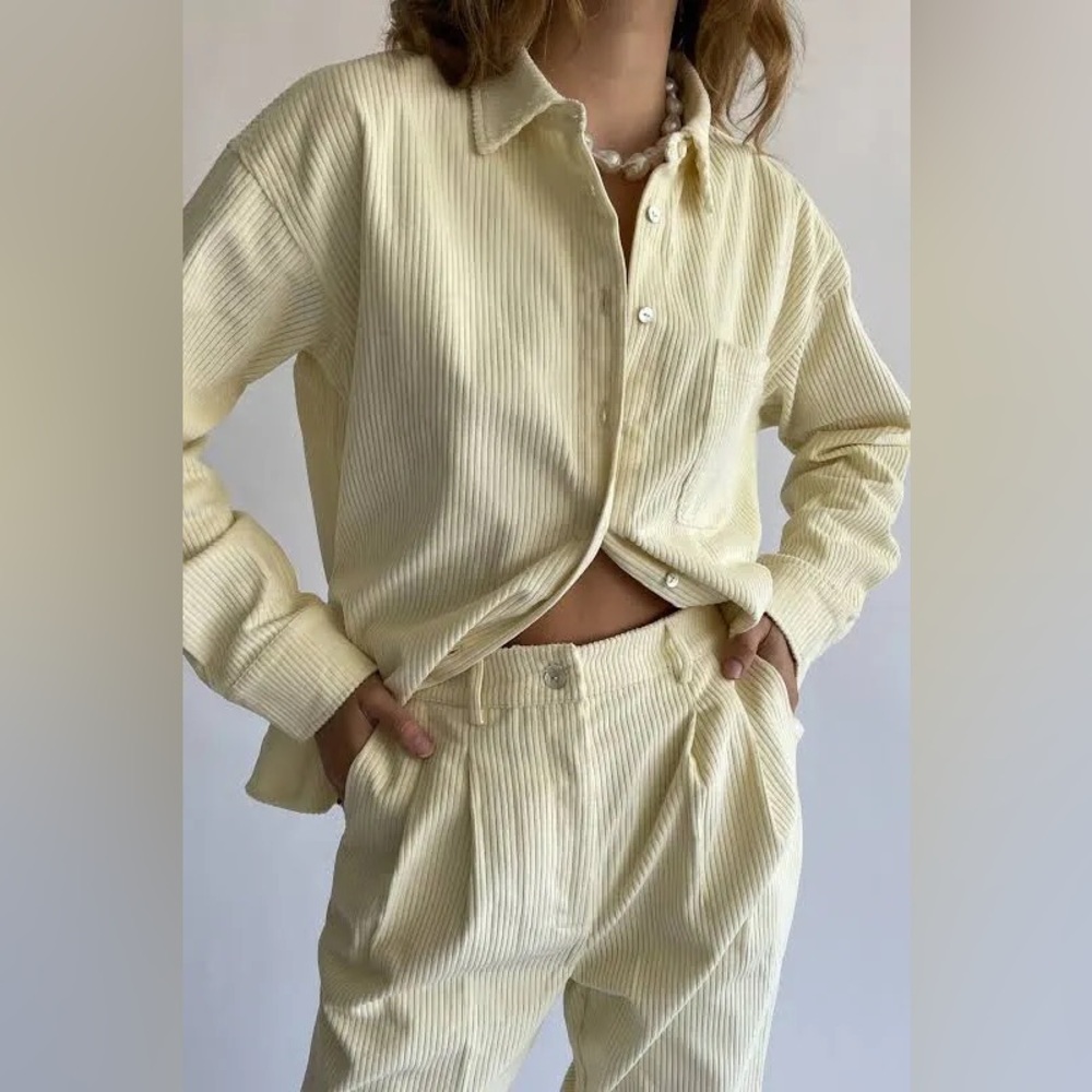 DONNI. Cream Button Down Shirt